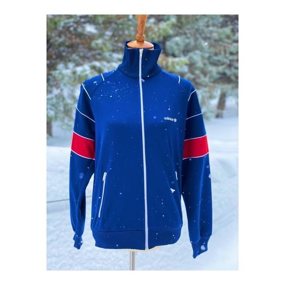 adidas Other - SOLD Vintage Adidas Track Jacket 1980s Full Zip Blue Red White Sz M Mock Neck